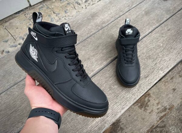 Чоловічі шкіряні зимові кросівки Nike Код: Б01-06 ч.фл - Зображення 2