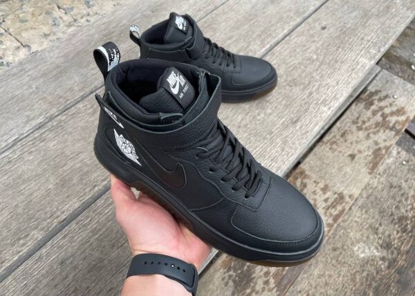 Чоловічі шкіряні зимові кросівки Nike Код: Б01-06 ч.фл - Зображення 4