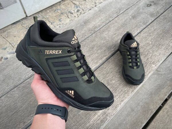 Чоловічі шкіряні кросівки Adidas Код: А-1 хаки - Зображення 4