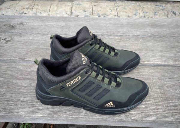 Чоловічі шкіряні кросівки Adidas Код: А-1 хаки - Зображення 6