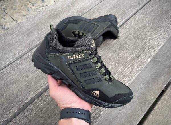 Чоловічі шкіряні кросівки Adidas Код: А-1 хаки - Зображення 5