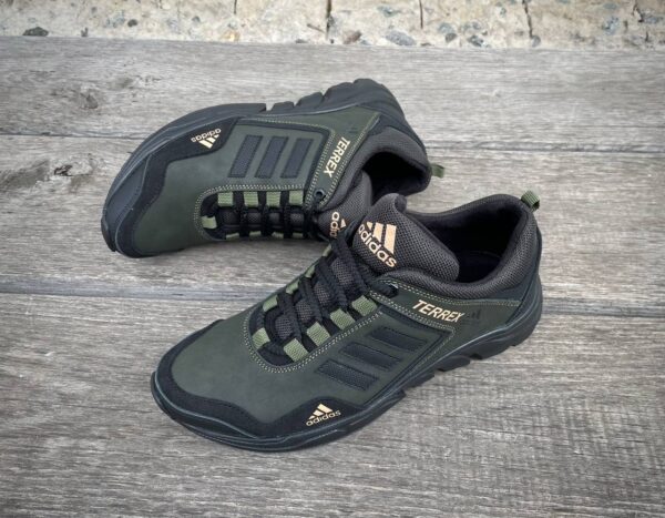 Чоловічі шкіряні кросівки Adidas Код: А-1 хаки - Зображення 2