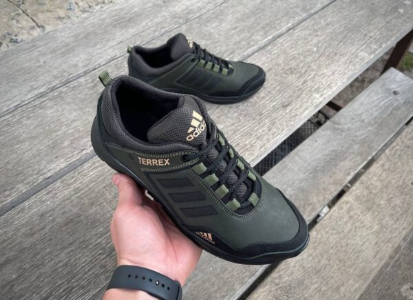 Чоловічі шкіряні кросівки Adidas Код: А-1 хаки - Зображення 3