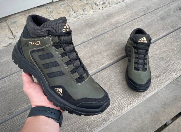 Чоловічі шкіряні зимові кросівки Adidas Код: А-1 хаки/зима - Зображення 7