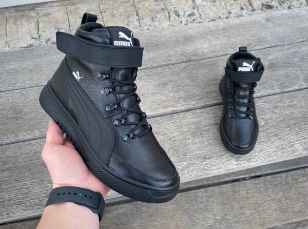 Чоловічі шкіряні зимові черевики Puma Код: Р73 чер/мех - Зображення 5