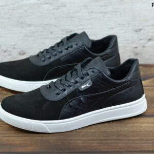 Мужские кожаные кеды Puma Код: Р30 чер/нуб
