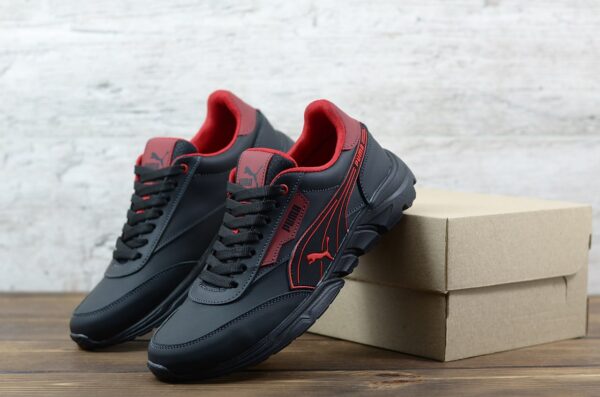Мужские кожаные кроссовки Puma Код: Р10/5 чер/кр - Зображення 4