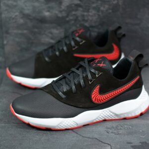 Мужские кожаные кроссовки Nike Код: Крон ч/кр.фл