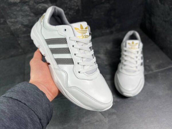 Мужские кожаные кроссовки Adidas Код: 20/2 бел - Зображення 3