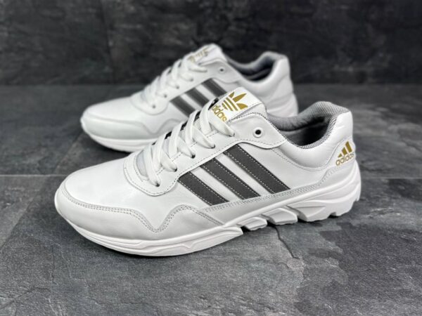 Мужские кожаные кроссовки Adidas Код: 20/2 бел