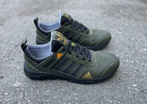 Чоловічі шкіряні кросівки Adidas Код: 523 хаки - Зображення 4