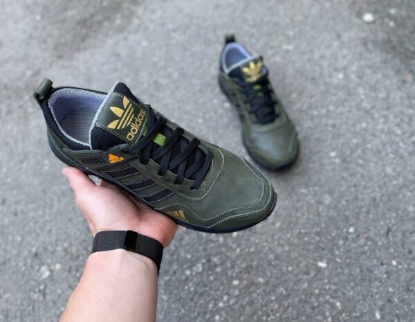 Чоловічі шкіряні кросівки Adidas Код: 523 хаки - Зображення 5