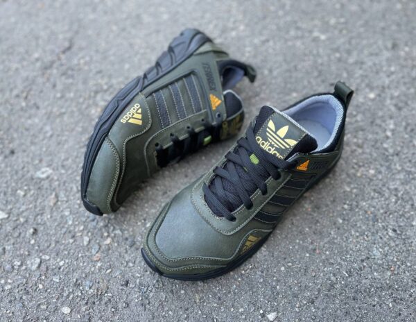 Чоловічі шкіряні кросівки Adidas Код: 523 хаки - Зображення 6