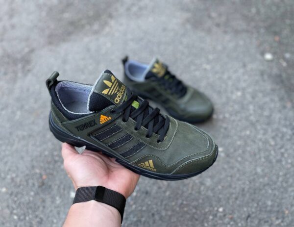 Чоловічі шкіряні кросівки Adidas Код: 523 хаки - Зображення 7
