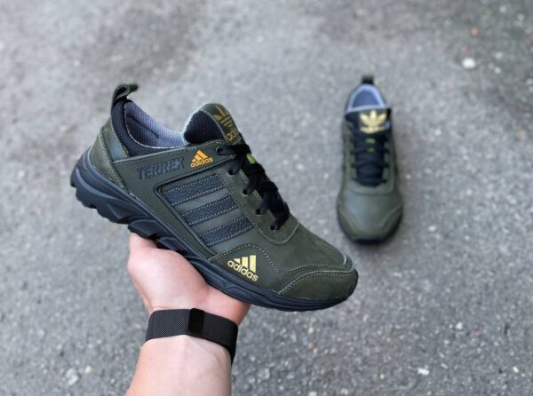 Чоловічі шкіряні кросівки Adidas Код: 523 хаки - Зображення 8