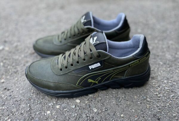 Чоловічі шкіряні кросівки Puma Код: 10/3 хаки