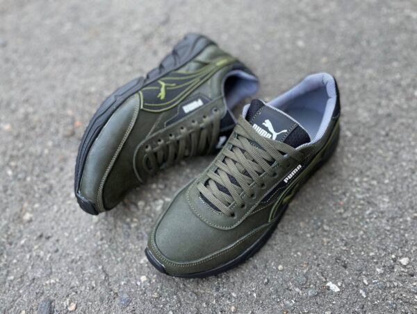 Чоловічі шкіряні кросівки Puma Код: 10/3 хаки - Зображення 6