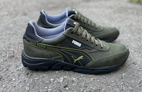 Чоловічі шкіряні кросівки Puma Код: 10/3 хаки - Зображення 7