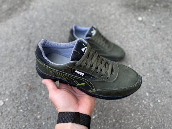 Чоловічі шкіряні кросівки Puma Код: 10/3 хаки - Зображення 8