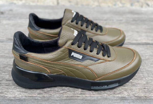 Чоловічі шкіряні кросівки Puma Код: 063 оливка - Зображення 4