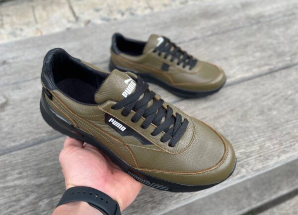 Чоловічі шкіряні кросівки Puma Код: 063 оливка - Зображення 5