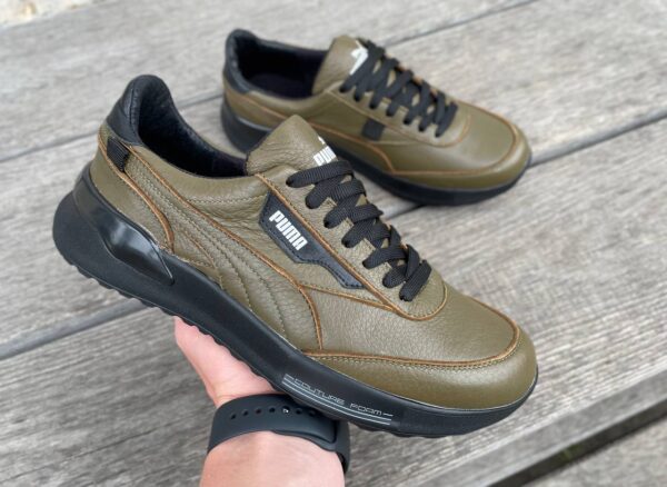 Чоловічі шкіряні кросівки Puma Код: 063 оливка - Зображення 6