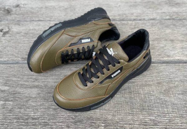 Чоловічі шкіряні кросівки Puma Код: 063 оливка - Зображення 2