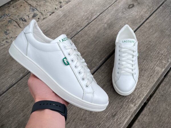 Чоловічі шкіряні кеди Lacoste Код: L6/4 бел - Зображення 3