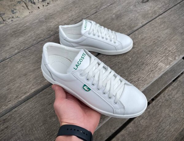Чоловічі шкіряні кеди Lacoste Код: L6/4 бел - Зображення 6