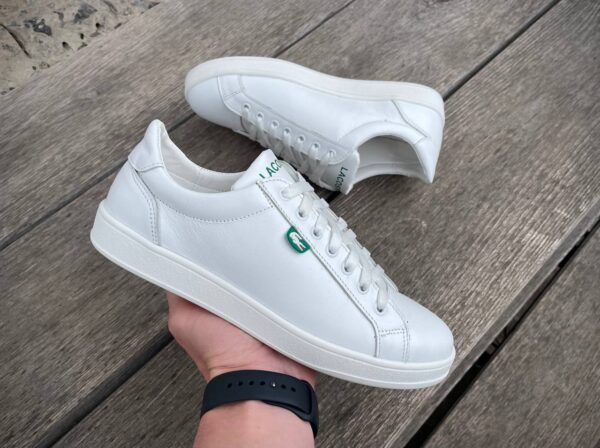 Чоловічі шкіряні кеди Lacoste Код: L6/4 бел - Зображення 7