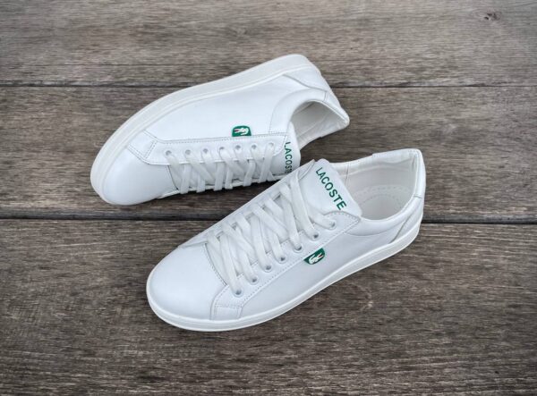 Чоловічі шкіряні кеди Lacoste Код: L6/4 бел - Зображення 2