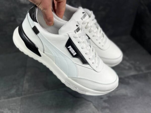Чоловічі шкіряні кросівки Puma Код: К063 бел - Зображення 3