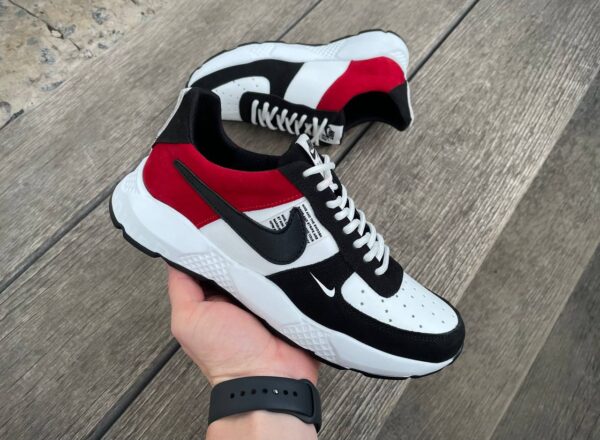 Чоловічі шкіряні кросівки Nike Код: 01-15/5 бел/чер/кр - Зображення 2