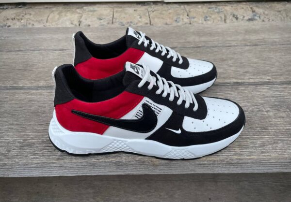 Чоловічі шкіряні кросівки Nike Код: 01-15/5 бел/чер/кр - Зображення 4