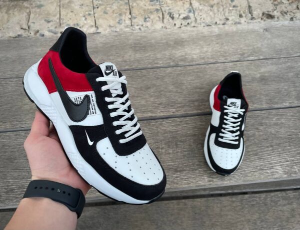 Чоловічі шкіряні кросівки Nike Код: 01-15/5 бел/чер/кр - Зображення 6