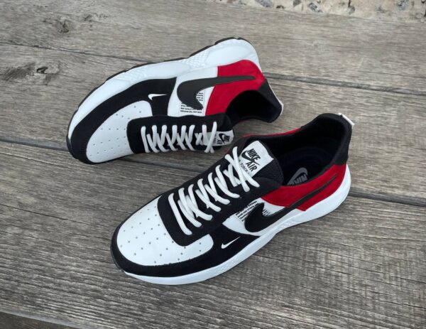 Чоловічі шкіряні кросівки Nike Код: 01-15/5 бел/чер/кр - Зображення 7