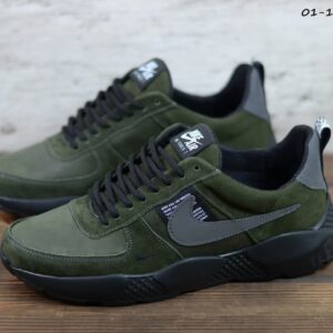 Мужские кожаные кроссовки Nike Код: 01-15/17 S хаки