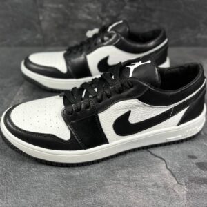 Мужские кожаные кеды Nike Код: К99 чер/бел