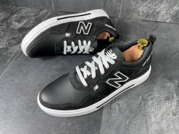 Чоловічі шкіряні кеди New Balance Код: NB кед чор/біл - Зображення 2