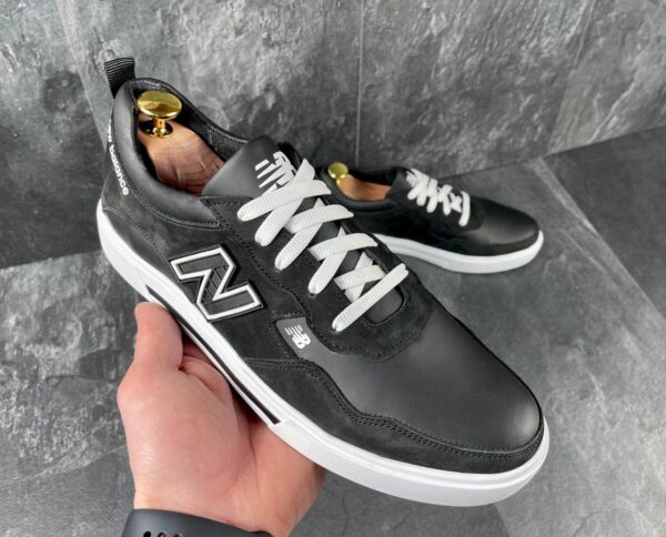 Чоловічі шкіряні кеди New Balance Код: NB кед чор/біл - Зображення 4