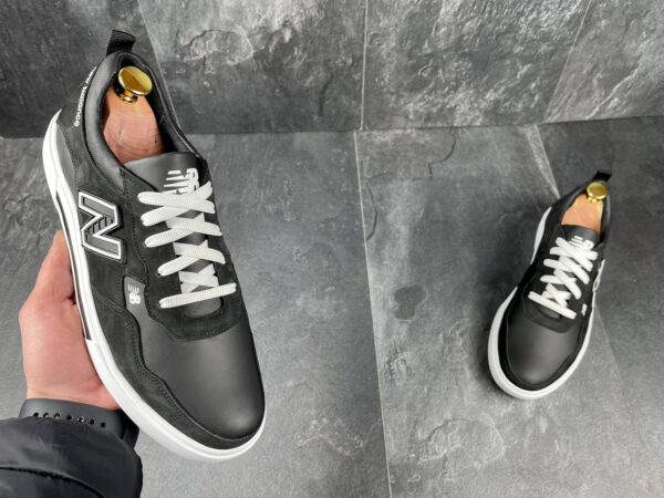 Чоловічі шкіряні кеди New Balance Код: NB кед чор/біл - Зображення 8