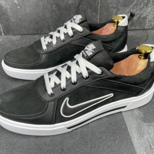 Чоловічі шкіряні кеди Nike Код: N-1 кед чор/біл