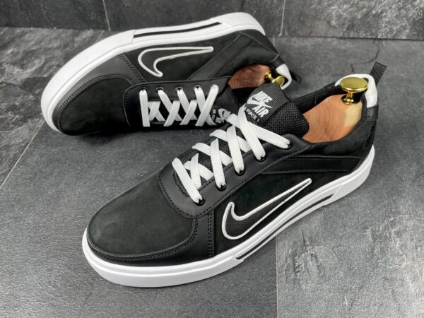 Чоловічі шкіряні кеди Nike Код: N-1 кед чор/біл - Зображення 2