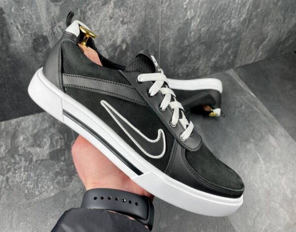 Чоловічі шкіряні кеди Nike Код: N-1 кед чор/біл - Зображення 6
