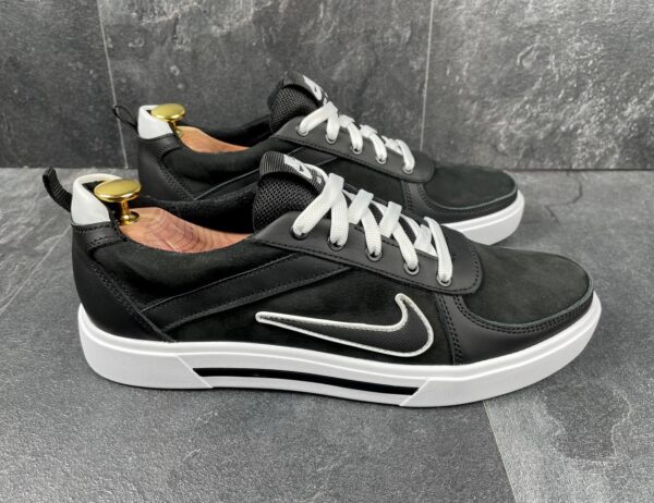 Чоловічі шкіряні кеди Nike Код: N-1 кед чор/біл - Зображення 8