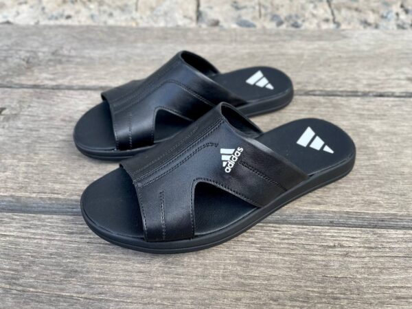 Чоловічі шкіряні шльопанці Adidas Код: АШ37 ч.т