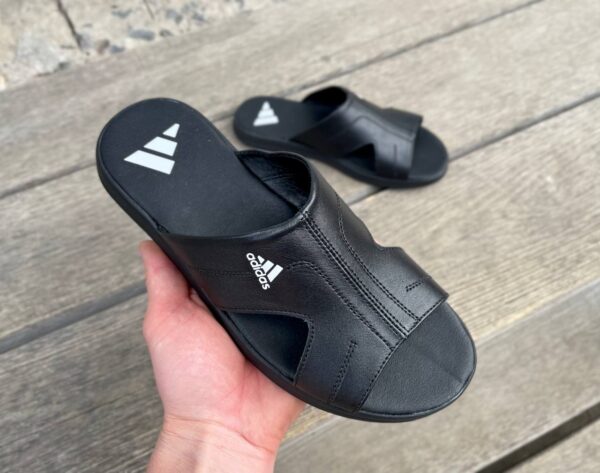 Чоловічі шкіряні шльопанці Adidas Код: АШ37 ч.т - Зображення 2