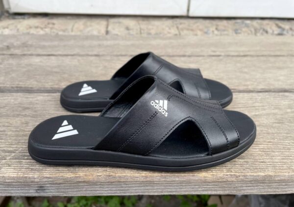 Чоловічі шкіряні шльопанці Adidas Код: АШ37 ч.т - Зображення 3