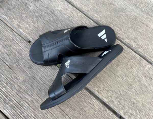 Чоловічі шкіряні шльопанці Adidas Код: АШ37 ч.т - Зображення 4