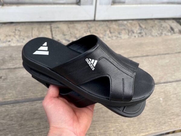 Чоловічі шкіряні шльопанці Adidas Код: АШ37 ч.т - Зображення 5